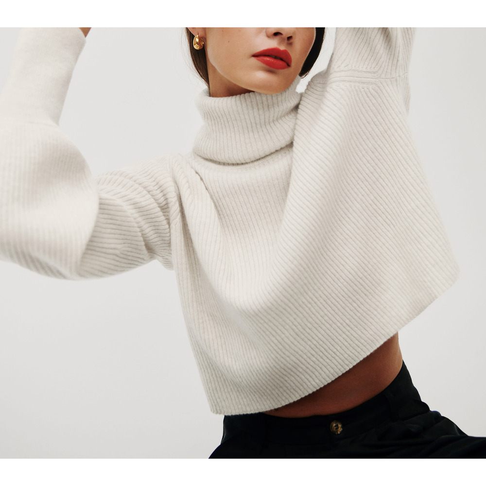 Reformation Cream Turtleneck Sweater